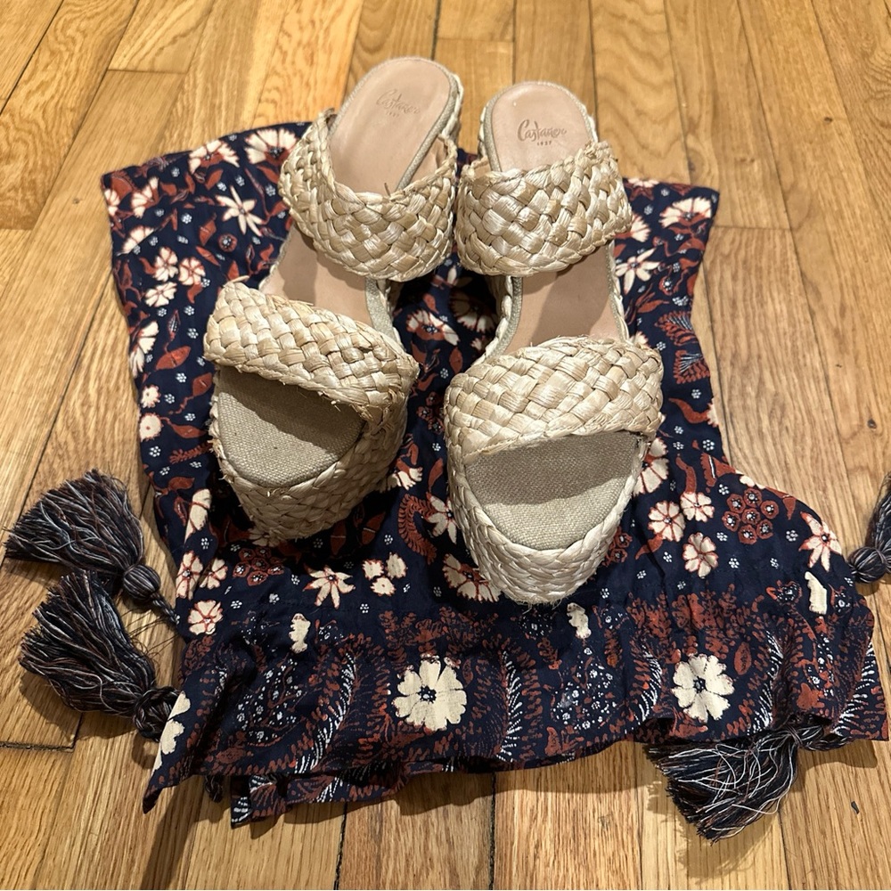 Castañer braided wedge heels 9.5 lightly used